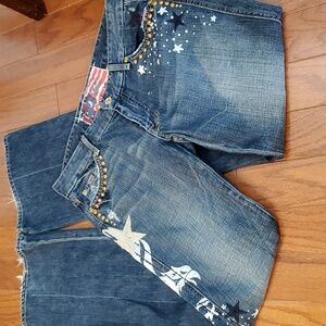 7 Seven for All Mankind Women's Jeans Bootcut Size 31 Stars and Eagle Made in US